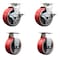 Service Caster Tool Box Caster Wheel Set 5'' Red Poly on Cast Iron Swivel Casters, 4PK TOOL-SCC-20S520-PUB-RS-TLB-2-R-2 - alternate 1